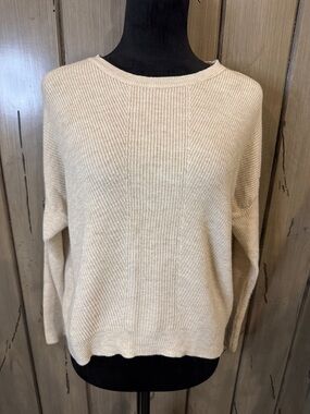 stradivarius Cream Ribbed Crewneck Sweater